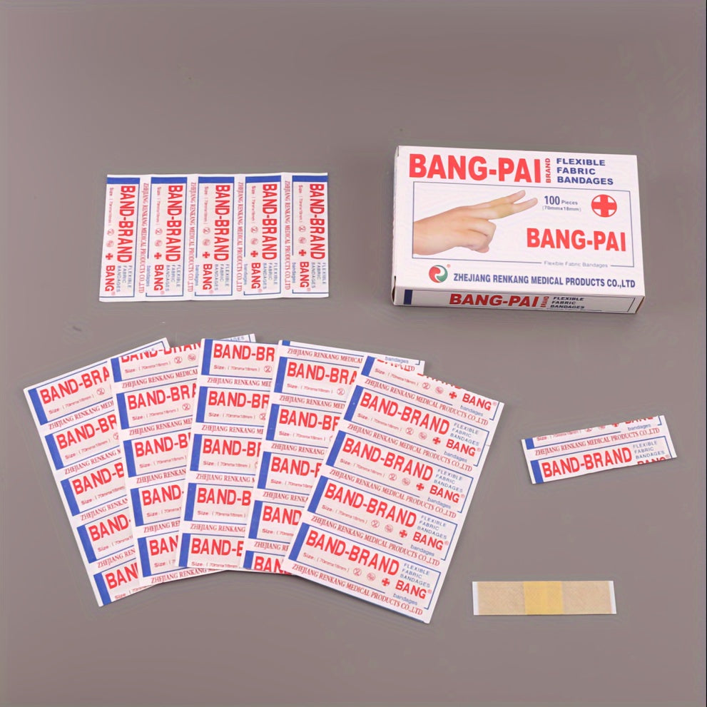 BANG-PAI 100pcs Waterproof & Breathable Flexible Bandages - PE Material, Ideal for Sports & Abrasion Protection, Factory Direct Deal, Home Use