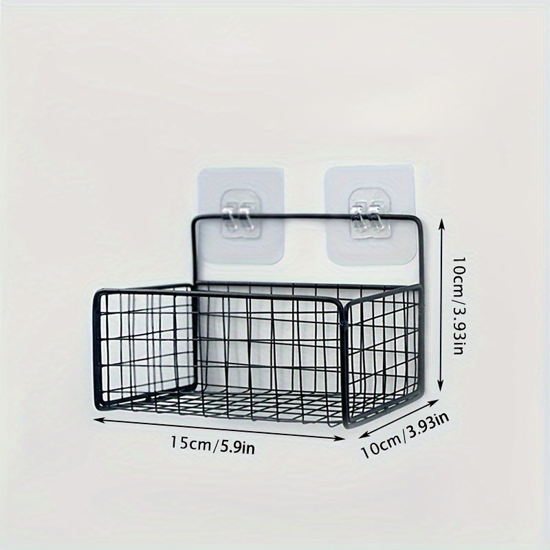 Wall-mounted bathroom storage rack for toiletries and hand washing without the need for punching.