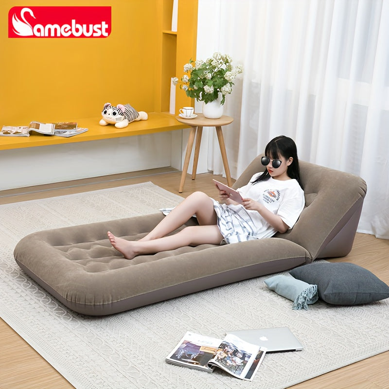 Adjustable Airbed that Transforms into Inflatable Sofa, Single Foldable Mattress, Hand Washable Lounger for Any Room