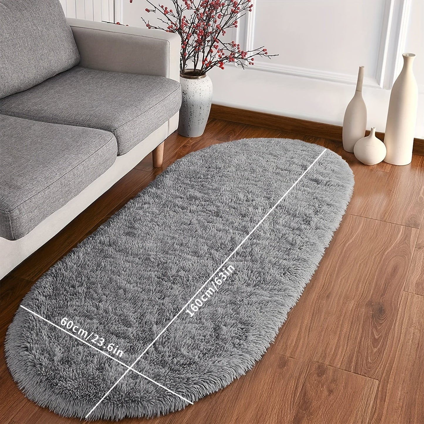 Plush Light Gray Bedroom Mat - Luxurious, Soft, and Easy to Care for with Non-Slip Backing, Perfect for Cozy Home Decor