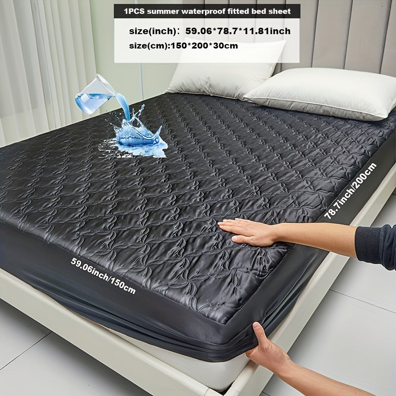 Protect your mattress with the 1pc Keduoduo Summer Waterproof Fitted Sheet. Made from thickened TPU satin, this sheet is cool and comfortable during the hot summer months. The machine washable, durable polyester fabric is 100% waterproof and features an