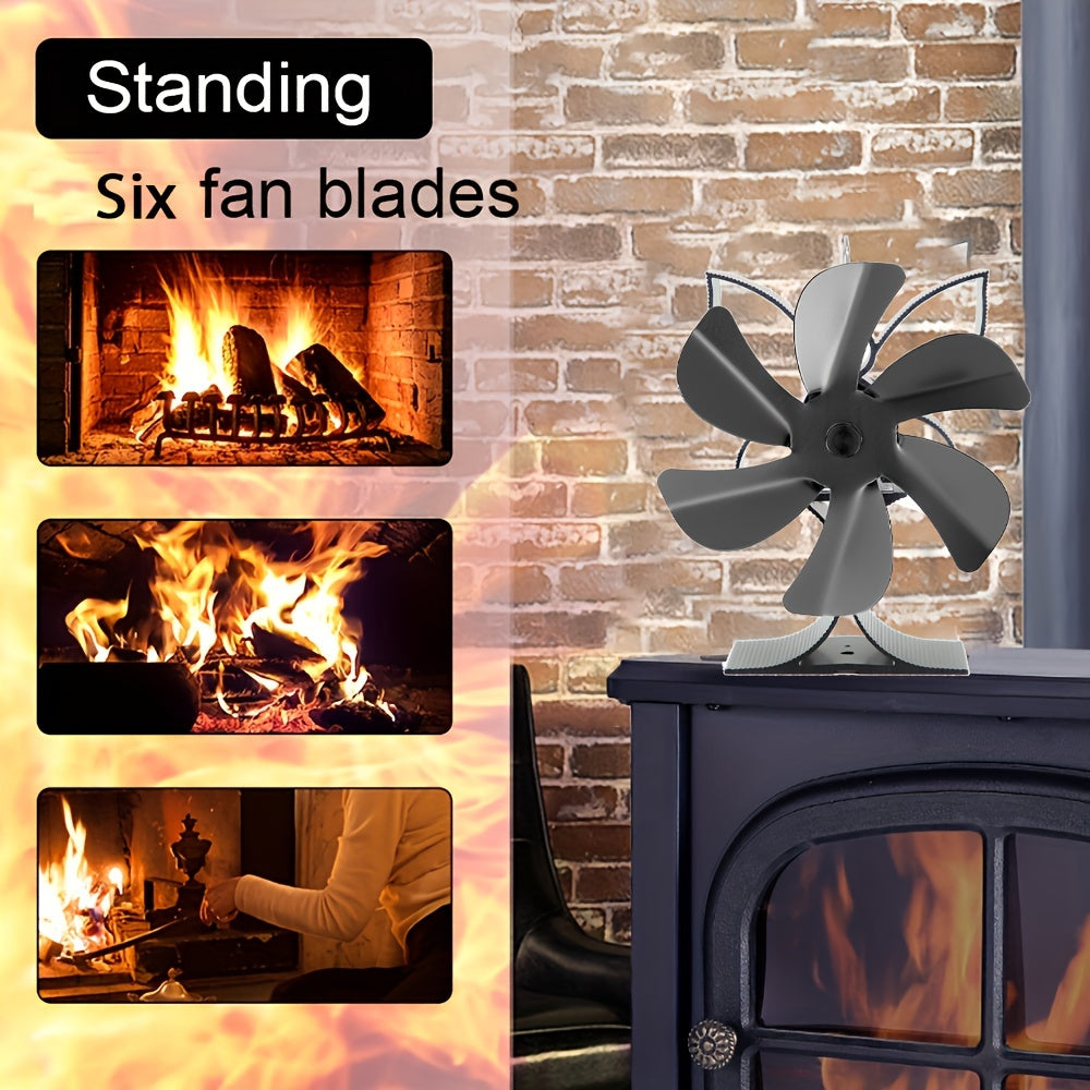 Enhance Heat Distribution with a Standing 6-Blade Wood Stove Fan - No Electricity Needed for Wood, Gas, or Log Burning Stoves