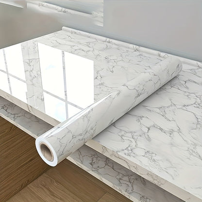 Smooth and stylish, this self-adhesive wallpaper roll features a marble pattern design. It is waterproof, heat-resistant, and oil-resistant, making it perfect for kitchens and bathrooms. This easy-to-apply sticker is great for furniture refurbishment.