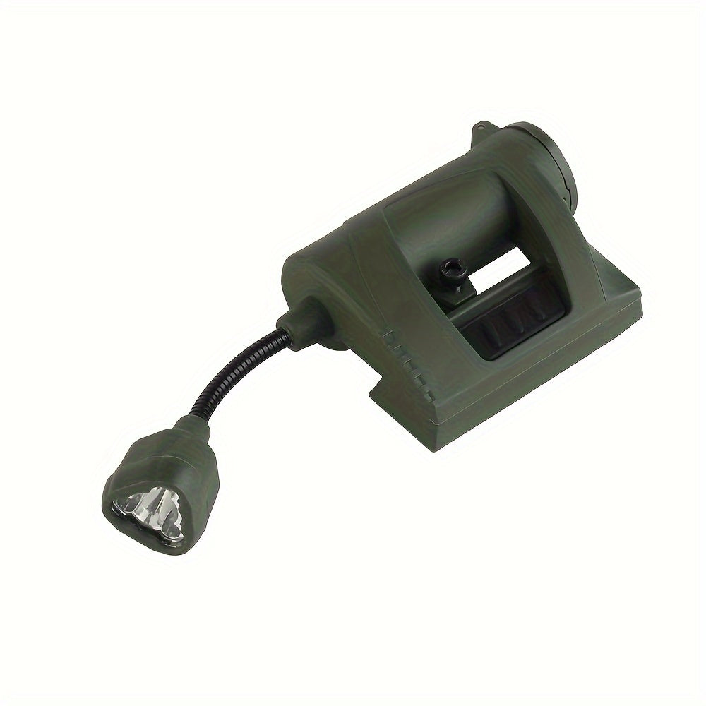 High-powered LED helmet light with clip-on mount for hunting, cycling, and fishing with red, green, and infrared night vision modes and long battery life.