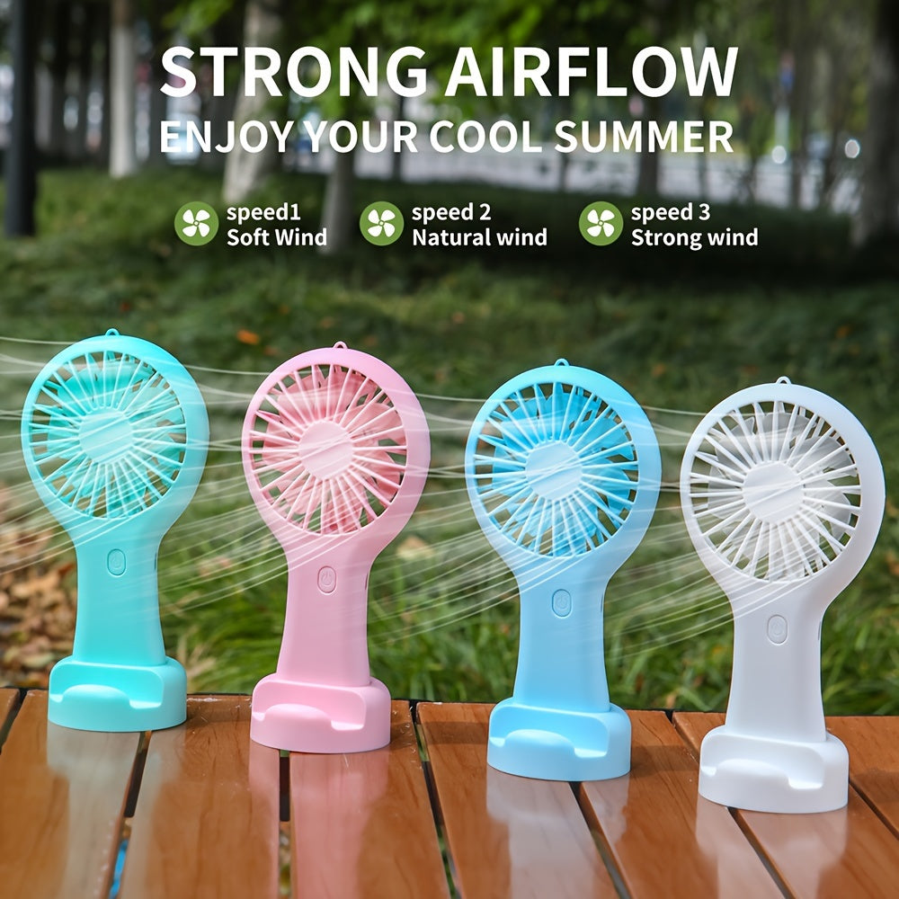 USB Rechargeable Handheld Fan with Pocket Cooling Function, Ideal for Students, Office, Travel and Outdoor Use, Features Phone Holder