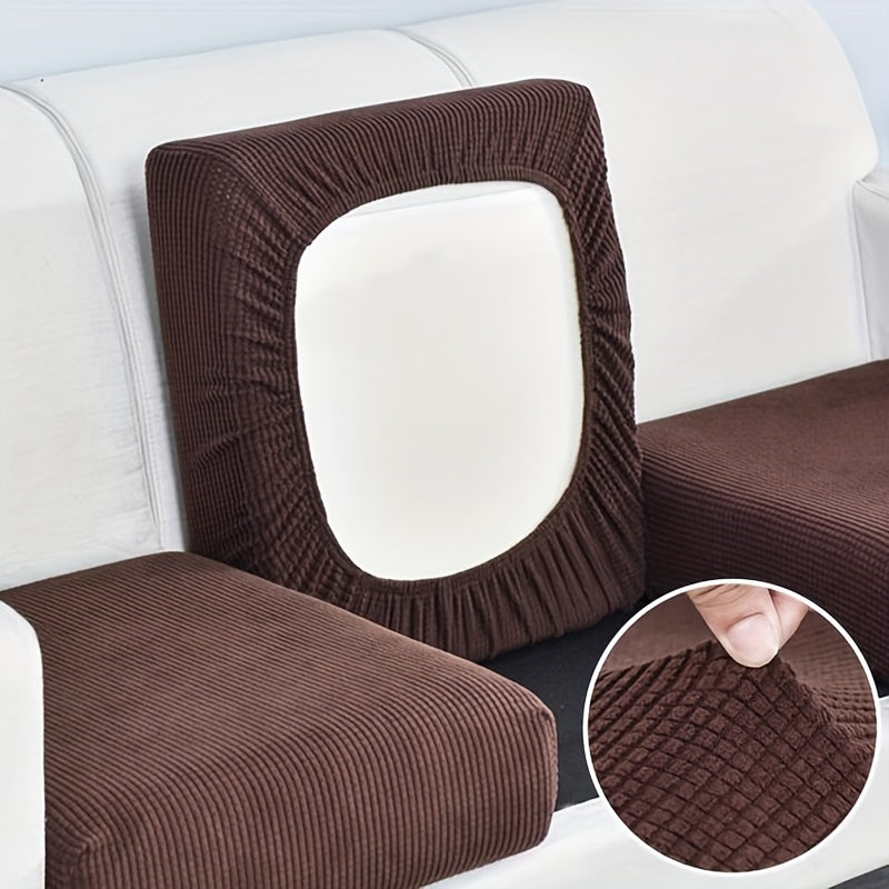 Removable and washable elastic sofa cushion cover, single piece, in a solid color to protect against dust.