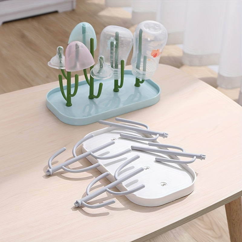 Versatile Cactus Bottle Drying Rack with Detachable Water Cup Drainage System