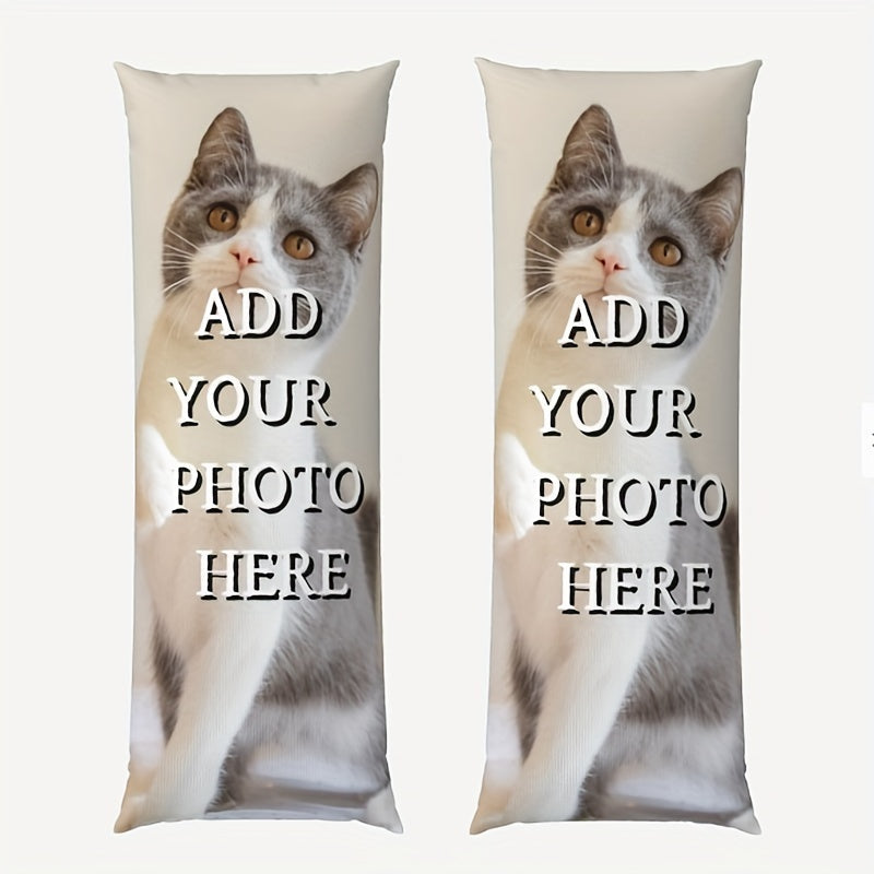 Get a personalized cat or dog image body pillowcase measuring 50.8x137.16 cm. This long hug pillow cover is made with soft plush short fabric and features a double-sided print with an invisible zipper. Suitable for adults aged 14 and up, this makes a