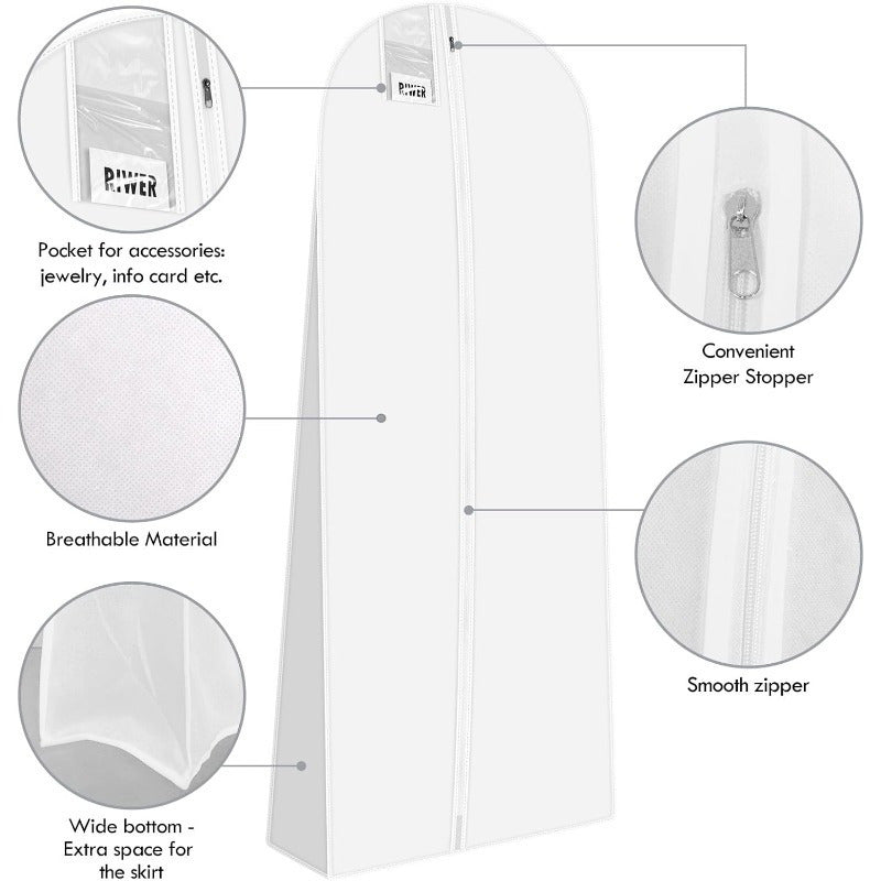 Дышащий пылезащитный чехол для одежды на молнии 
для свадебных платьев и вечерних нарядов