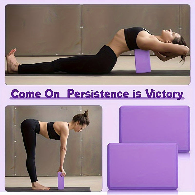 High-Density EVA Yoga Blocks 2-Pack with Beveled Edges for Flexibility in Pilates, Durable and Lightweight