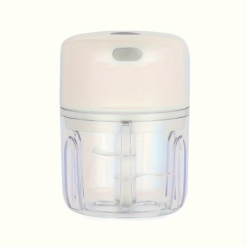 Electric mini garlic chopper that can crush ginger and vegetables, with USB meat grinder and sturdy build, 100/250ml capacity, ideal for kitchen use.