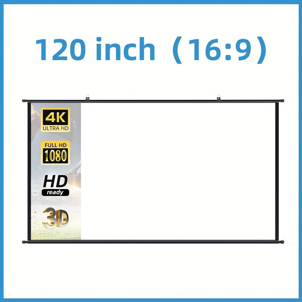 LEJIADA High-Definition Projector Screen - Wall Mount, Wrinkle-Free White, 152.4-304.8 cm, 160° Viewing Angle, Indoor, Home Theater & Office Use