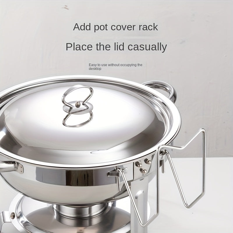 Upgrade your kitchen or catering setup with this 4.5L round stainless steel chafing dish buffet set. Perfect for parties, banquets, and other events, this set includes a tray, pan, lid, and stand for all your serving needs. Get your business supplies and