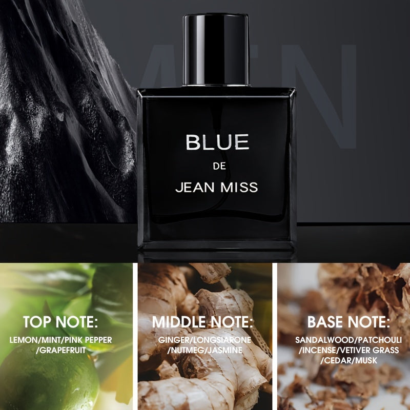 Jean Miss Homme Blue Eau De Toilette Set: Woody Scent, Long-Lasting, Alcohol-Free, 5-15% Concentration