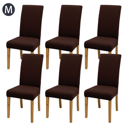 Set of 6 solid color chair covers made of stretch spandex fabric, easily removable and washable, ideal for dining rooms, kitchens, and hotels.