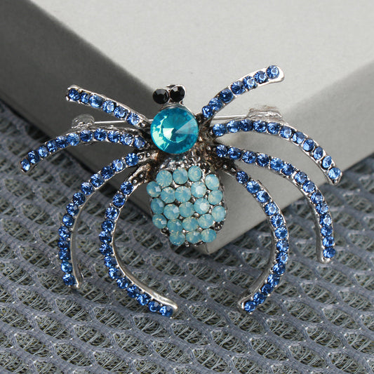 Stylish Spider Brooch Pin with Rhinestones and Enamel, Fashionable Insect Corsage with a Fun Cartoon-Themed Design, Unique Irregular Shape Jewelry Accessory for Coats, Jackets, and Suits