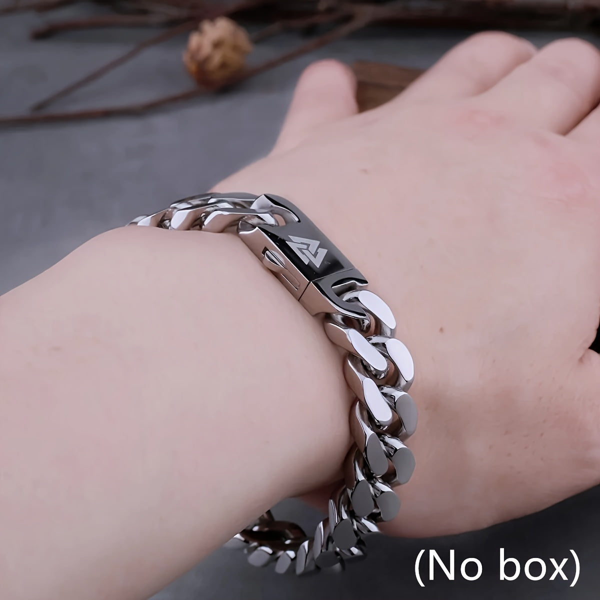 This handsome Stainless Steel Viking Cast Cuban Link Bracelet is designed for men, featuring a fashionable four-sided cut and a finely polished finish. It makes an ideal gift for your boyfriend and is available for wholesale purchase without a box.