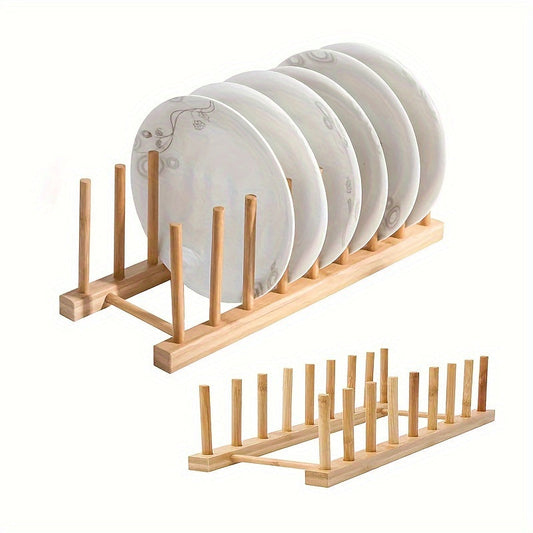 Wooden Dish Rack with Draining System - High-Quality Functional Woodware for Organizing Plates, Cups, and Utensils in the Kitchen, Space-Saving Design with Natural Wood Finish.