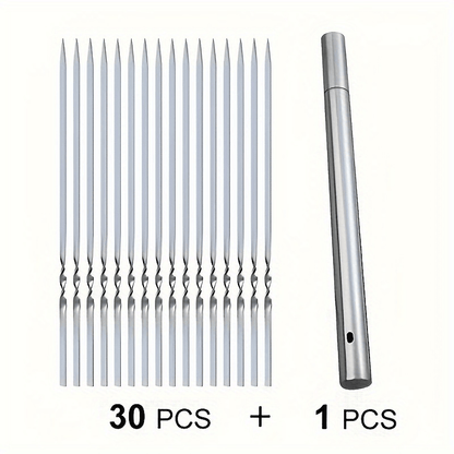 Set of 20/30/50 Stainless Steel BBQ Skewers with Storage Tube, Long-lasting and Easy to Clean, Perfect for Outdoor and Indoor Grilling Events