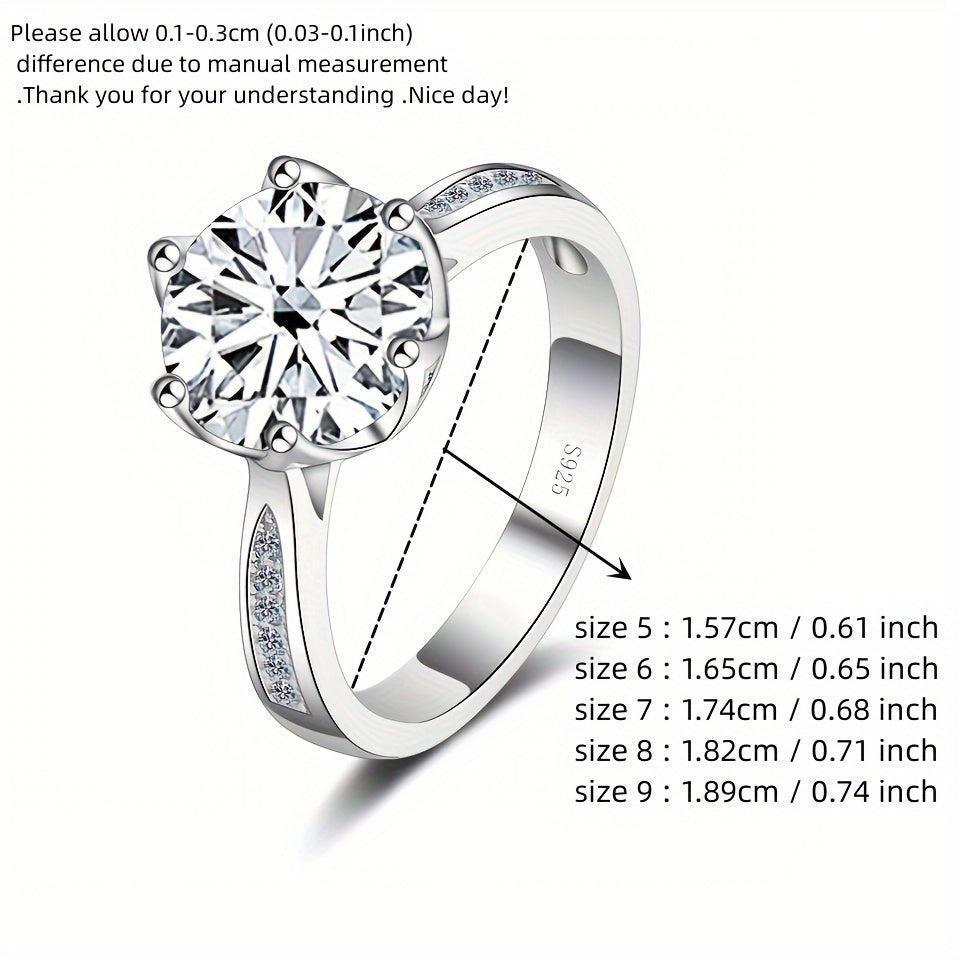 High Quality 3ct Moissanite Ring in 925 Sterling Silver with Multiple Color Options, Ideal Wedding Ring for Brides, Includes Certificate and Gift Box