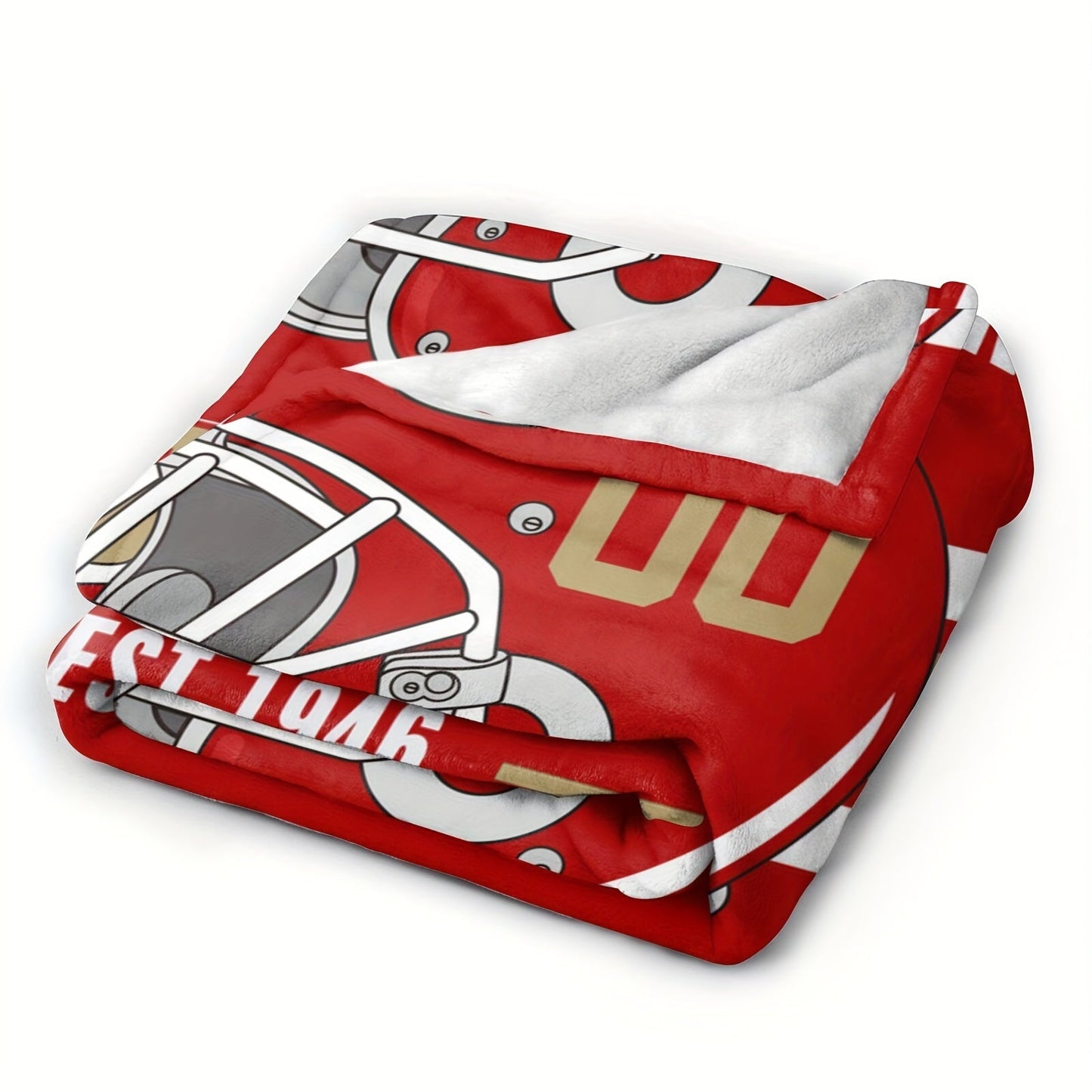 Personalized San Francisco Football Blanket - Customizable Name Throw for Bed or Sofa, Soft and Cozy Flannel Travel Blanket, Rectangular Polyester Woven Design, No Electricity Required, Perfect Home and Kitchen Decor for Football Fans of All Ages.