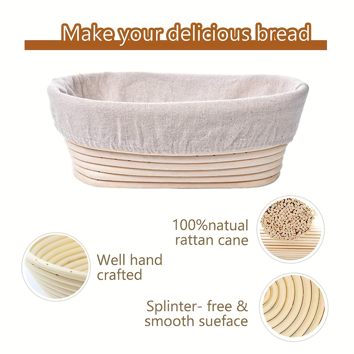 Bread Proofing Basket Set - Includes 1 Round/Oval Basket and Liner Cloth for Fermentation - Made from Natural Rattan - Perfect for Yeast Dough and Artisan Bread Making - Ideal for Professional and Home Bakers