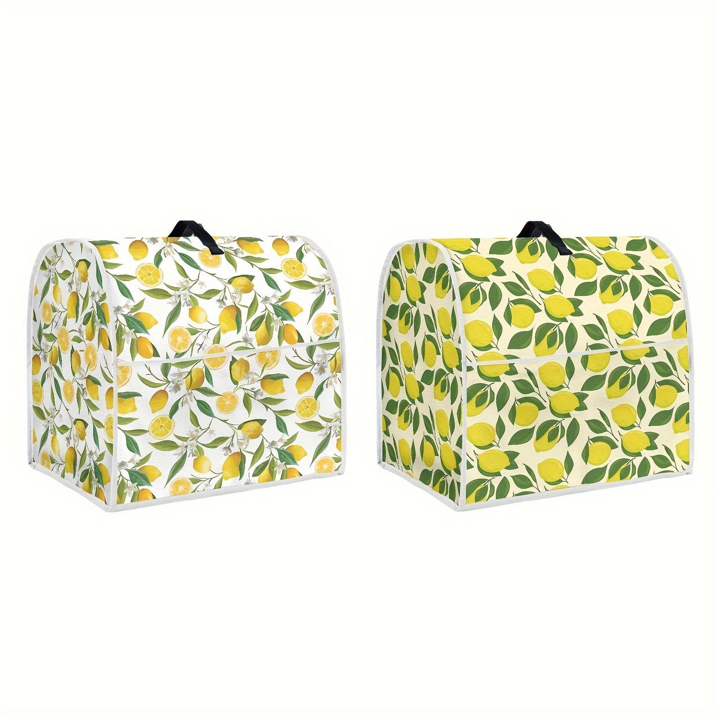 Protect your KitchenAid mixers and coffee makers with the stylish and easy-to-clean Rshubino Lemon-themed dust cover. This appliance protector features a convenient pocket and handle, and is safe for non-food contact.