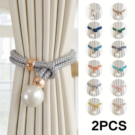 1 set of 2 pieces of pearl decorative curtain buckles, representing high-end luxury and adjustable style for your curtains. These elegant pearl curtain straps are perfect for enhancing the decoration of your curtains in any room, whether it be a bedroom