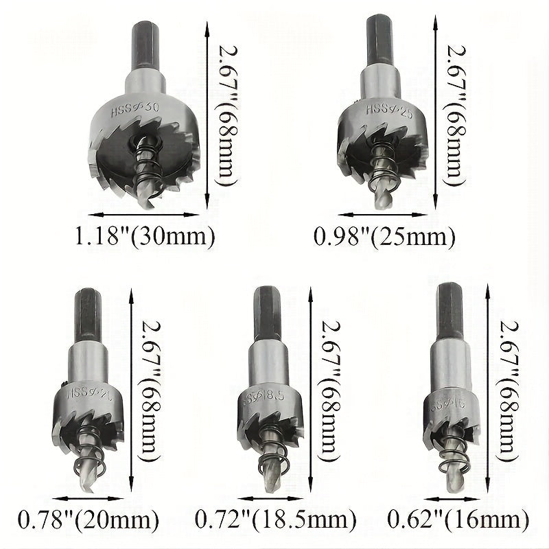 5-piece hole saw kit for metal and wood, durable, versatile, and easy to assemble and clean.