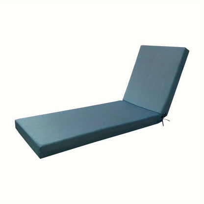 Outdoor chaise lounge cushion with foam fill, waterproof for outdoor use on patio, pool, or seaside.