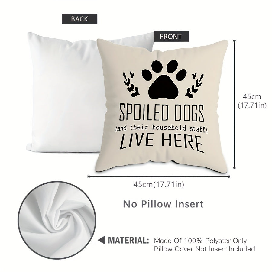 This MEMNUN Dog Lover's Delight Throw Pillow Cover is the perfect addition to any pet lover's home decor. Featuring a combination of humorous paw print designs and heartfelt quotes, this soft polyester cover measures 44.96 x 44.96 cm and includes a