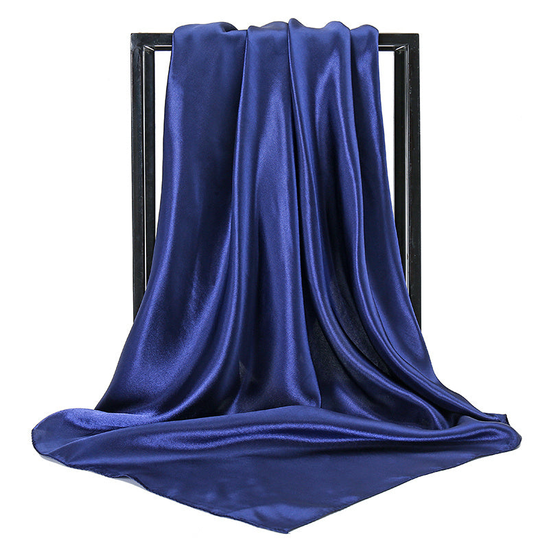 Large satin square scarf for women, suitable for hair wrapping or as a gift. Made from imitation silk.