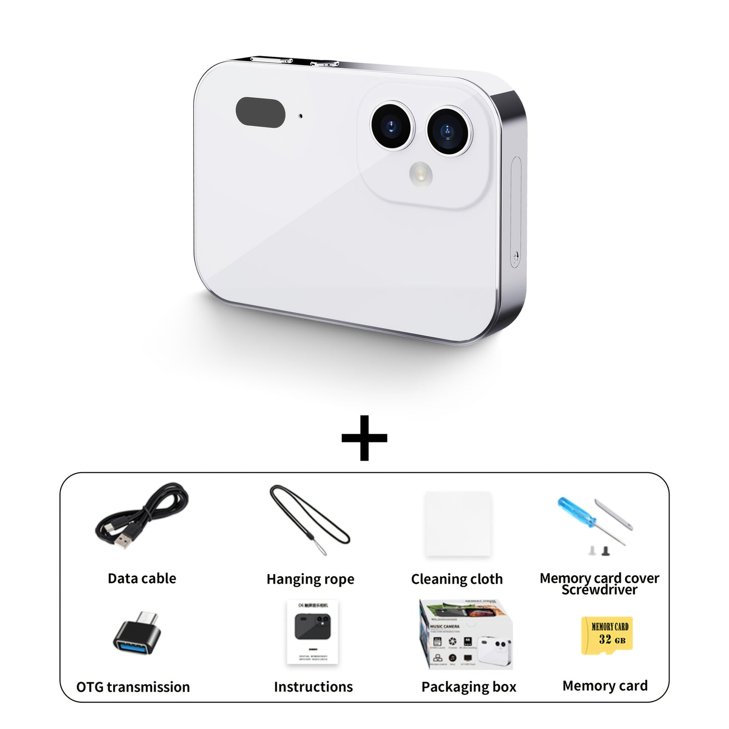 Compact 4K 64MP digital camera with autofocus, triple lens, 7.62cm touch screen, USB charging, hybrid autofocus, and rechargeable lithium battery - perfect for travel and everyday