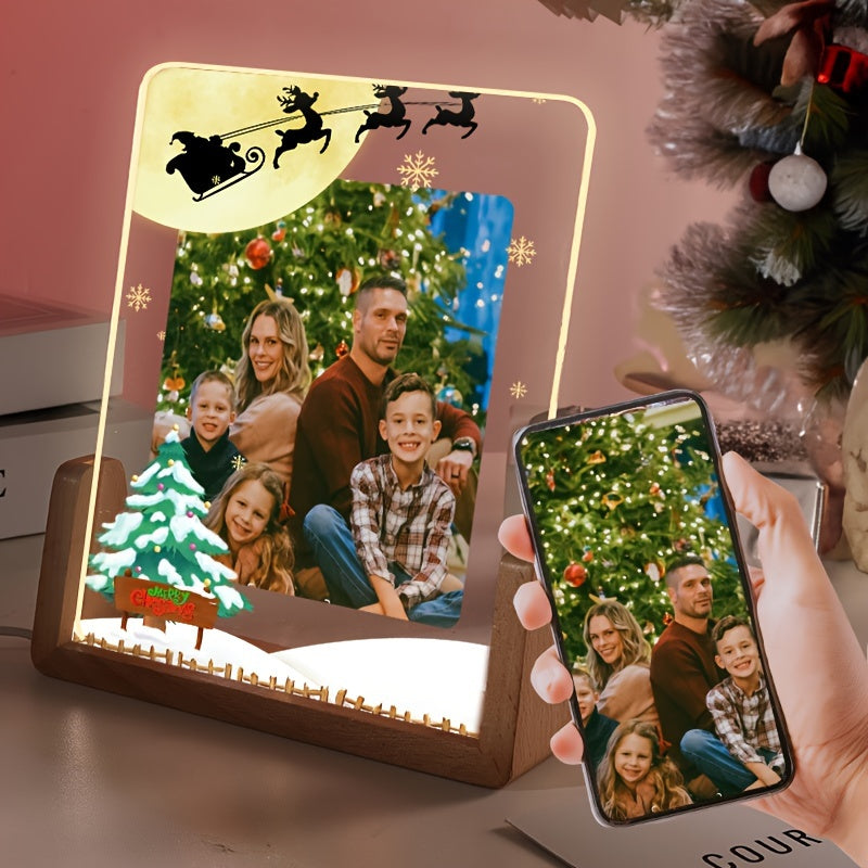 Festive Christmas Photo Frame: Illuminate Your Family Memories in a Personalized Acrylic Display this Holiday Season