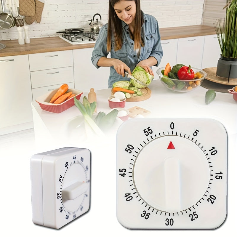 Wind-Up Kitchen Timer - Mechanical Clock for Cooking, Baking, and Studying - Made of Durable Plastic, No Batteries Needed - 60 Minute Timer