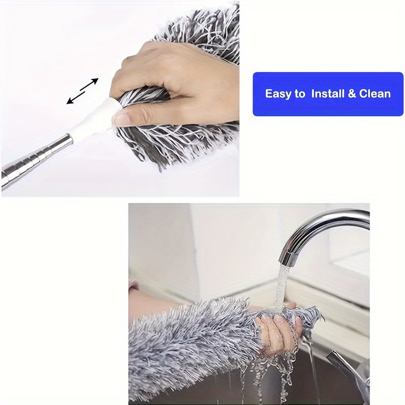 Flexible Extendable Duster with Flexible Head - Washable and Reusable for Cleaning Hard-to-Reach Places Such as High Ceilings, Furniture, and Cars