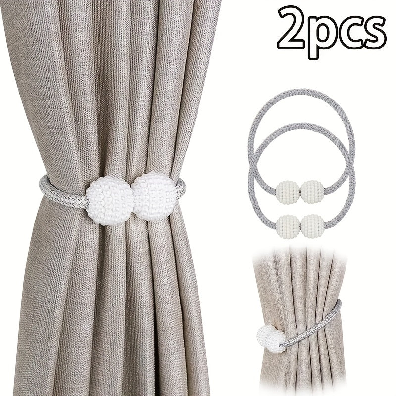 1 pair of magnetic curtain straps adorned with artificial pearls, perfect for any room as a stylish home décor accessory.