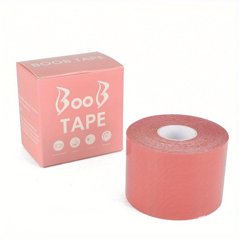 Breathable adhesive tape lifts and supports breasts discreetly for strapless dresses and lingerie.