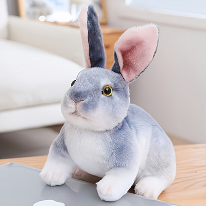 Preppy style plush rabbit toy with soft polyester filling and cover. Dry clean only. Ideal for Easter home decor with animal theme and no printing.