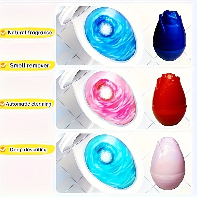 1pc, Rose-shaped Automatic Toilet Cleaner, Long-lasting, Durable, Easy to Operate, Household Cleaning Tool