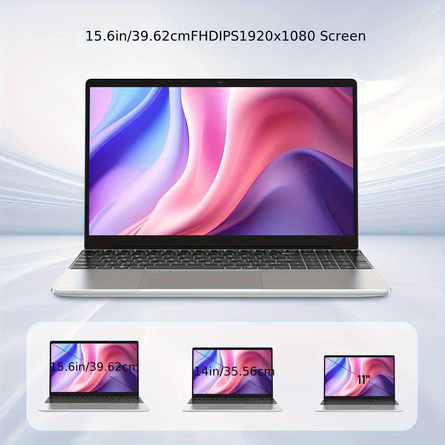 Pink 39.62cm laptop with 8GB DDR4 RAM, 256GB SSD, Quad-Core Intel N5095 CPU (Up to 2.9GHz), 1080P FHD display, webcam, USB 3.0, backlit keyboard - Ideal for students & professionals.