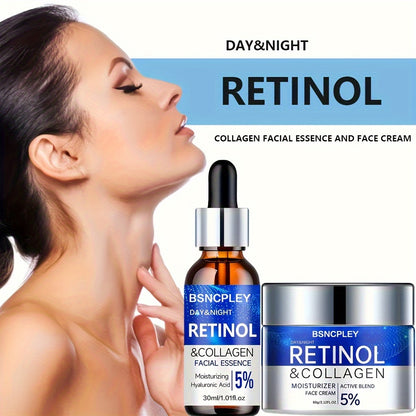 Alcohol-free Retinol & Collagen Firming Cream and Hydrating Serum Set suitable for all skin types.