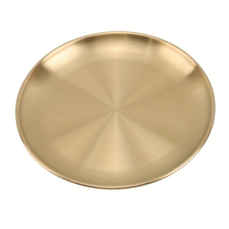 Golden stainless steel coffee tray for buffet parties and fruit decoration.