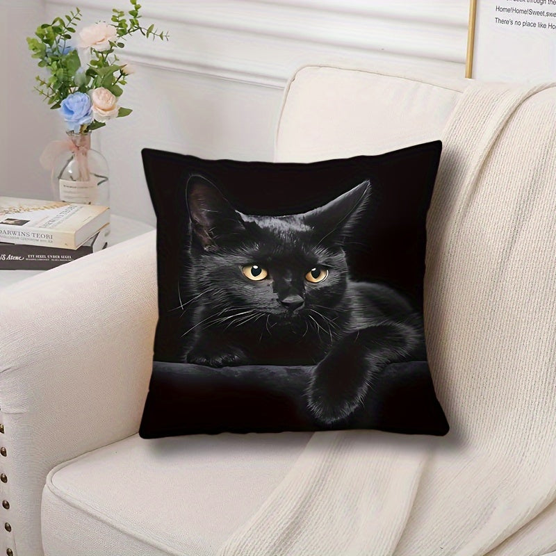 1pc Cute Cat Polyester Cushion Cover for Room, Bedroom, or Sofa Decoration, does not include cushion.