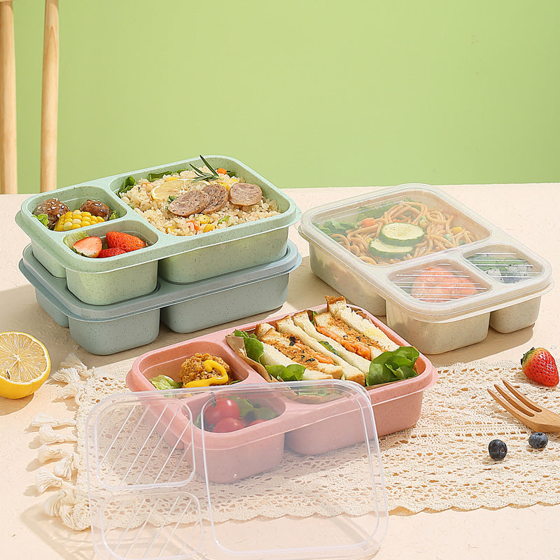 This durable plastic Bento lunch box with compartments is leak-proof and perfect for meals on the go at the office, school, or outdoors. It is easy to clean and provides a convenient way to enjoy your favorite foods wherever you are.