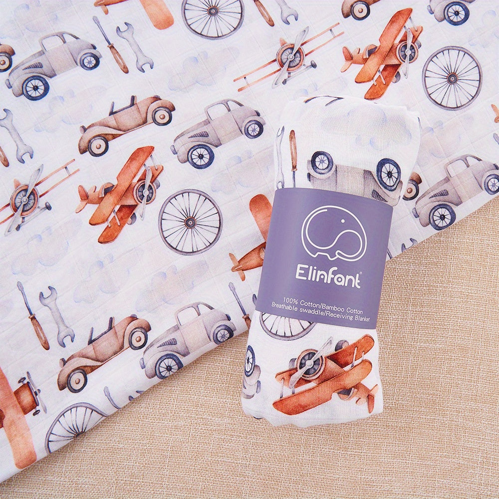 The Elinfant Baby Muslin Throw Blanket in Bamboo Cotton Gauze, featuring a Digital Print, doubles as a Wrap Towel and Bath Towel. Perfect for Halloween and Christmas Gift-Giving.