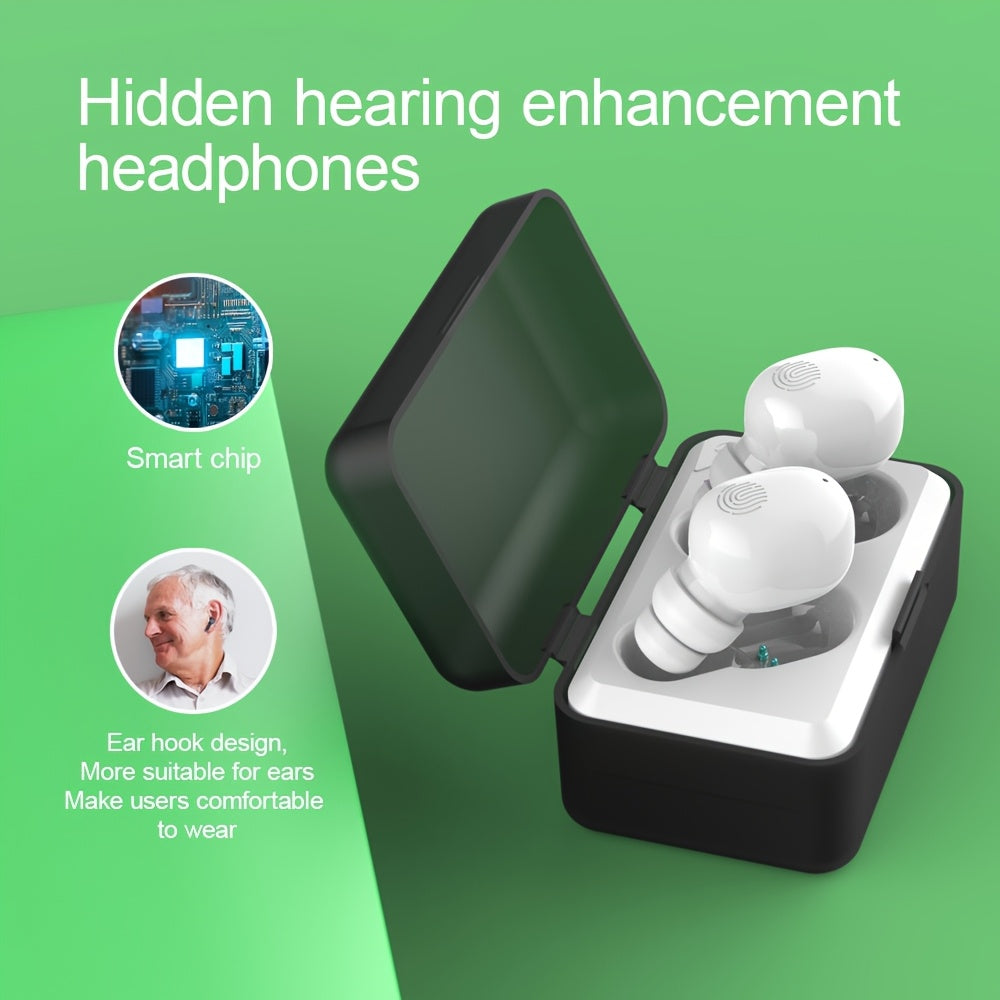 2 rechargeable headphones for elderly with USB charging, enhanced sound quality, lightweight design, user-friendly interface, and portable charging case.