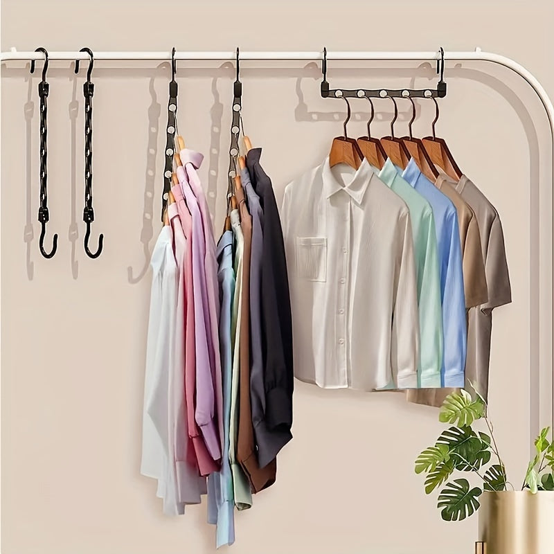 5 or 10 pieces of Rotatable Folding Plastic Clothes Hangers, Versatile Five Hole Space Saving Wonder Hangers, Closet Organizer for Bedroom Decor and Drying Racks.