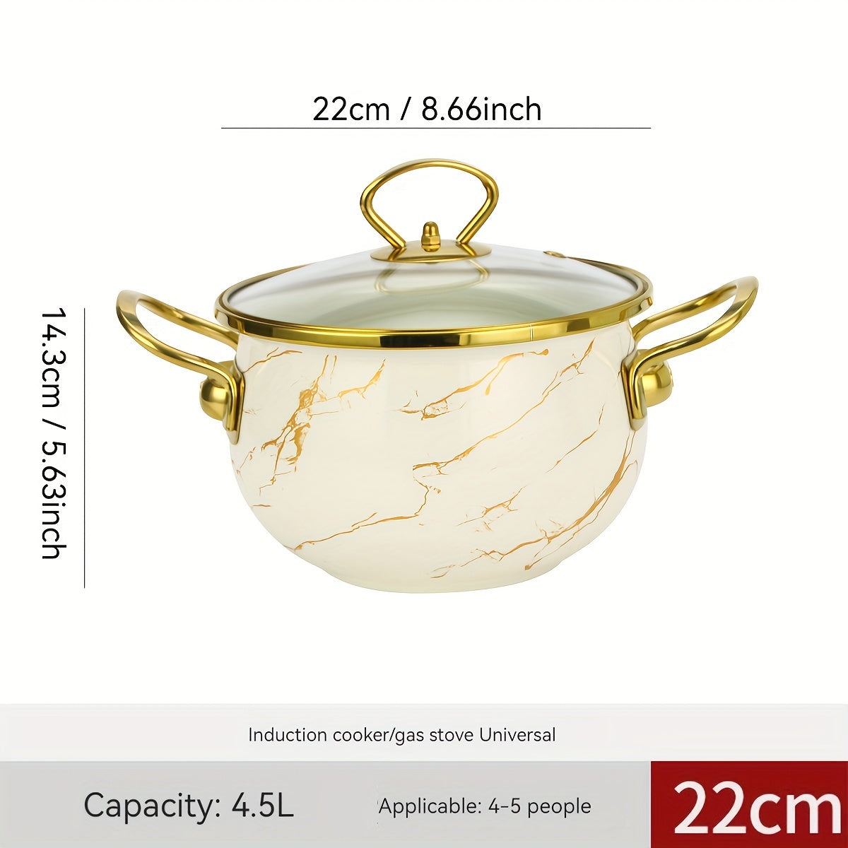 Large capacity stew pot, ideal for holiday soups and stews, seafood rice cooking, and serving at home or in a restaurant. This festive thick enameled pot is compatible with gas stoves and requires no electricity. A versatile addition to any kitchen!