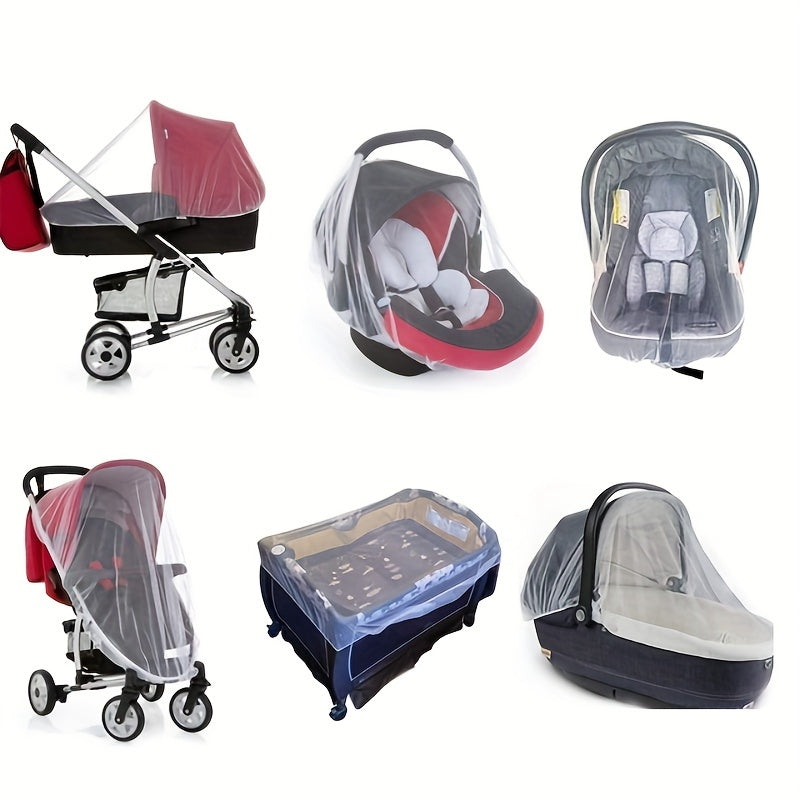 Mosquito net for stroller made of breathable silk material.